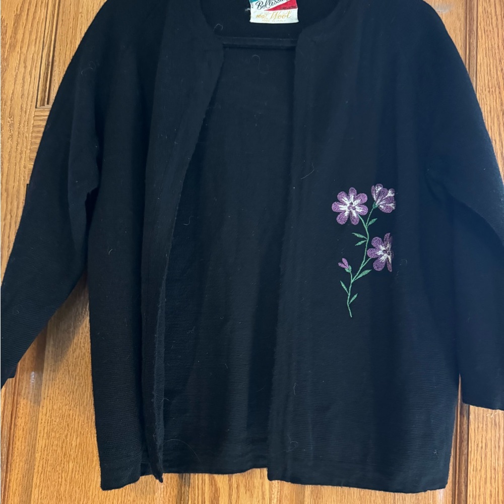 Embroidered Wool Cardigan